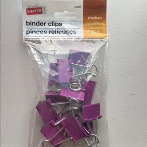 Staples 15 Medium Purple Binder Clips